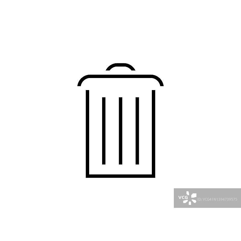 垃圾桶图标。删除孤立在白色背景上的标志和符号插图。向量EPS 10图片素材