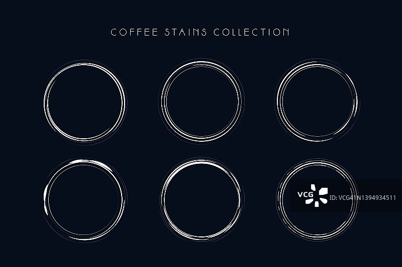 一组孤立的咖啡污渍图片素材