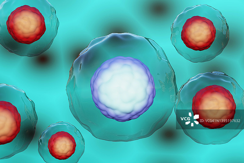 健康的蓝色细胞变成了生病的红细胞。中毒、感染的概念。医学和医疗保健。3 d。图片素材
