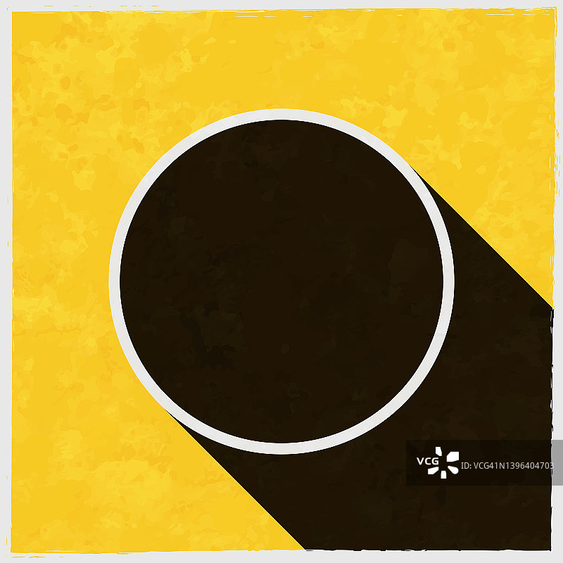 圆。图标与长阴影的纹理黄色背景图片素材