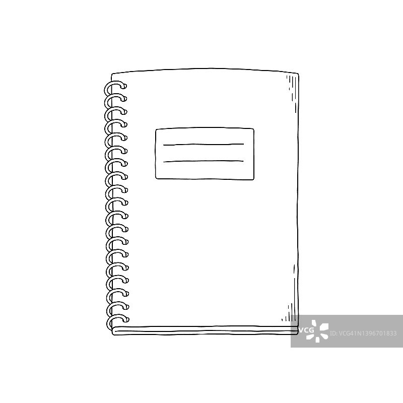 空白螺旋记事本或笔记本手绘矢量插图孤立。图片素材
