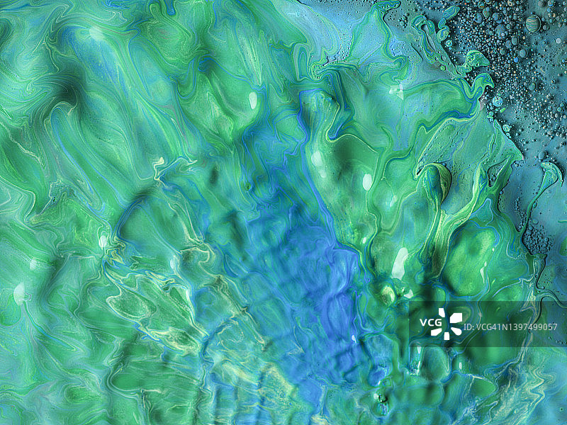 蓝色和绿色波纹涂料纹理图片素材
