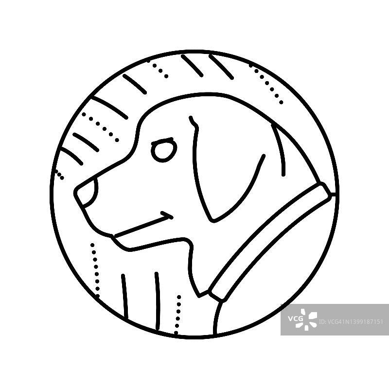 狗中国占星术动物线图标矢量插图图片素材
