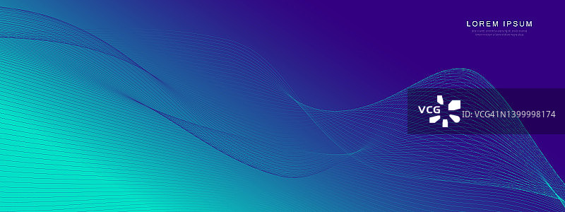 抽象的蓝色线条波浪背景。未来科技数字高科技概念。矢量图图片素材