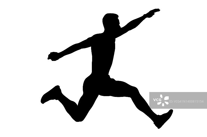 三级跳男性运动员黑色剪影图片素材