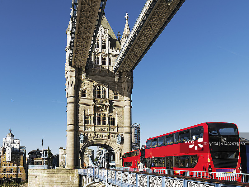 伦敦公共汽车和城市地标图片素材