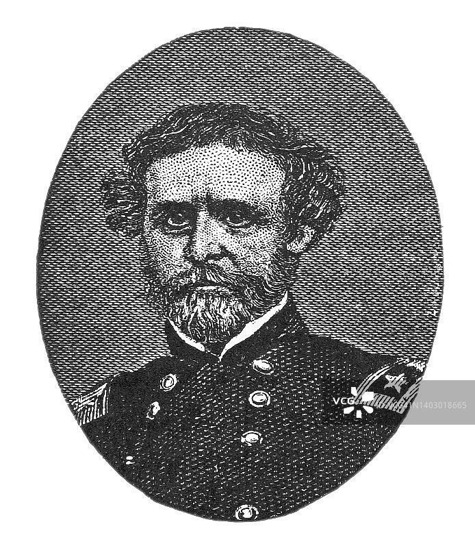 约翰查尔斯肖像Frémont或弗里蒙特，美国西部的探险家，军事官员，政治家和美国参议员来自加利福尼亚州图片素材