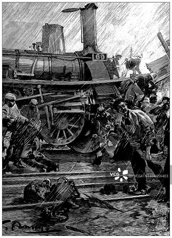 古董插图:Juvisy火车事故图片素材