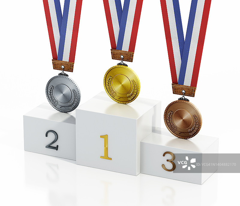 领奖台上的金牌、银牌和铜牌分别是1、2和3号图片素材