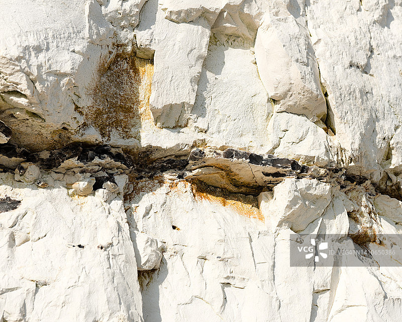 英国东萨塞克斯七姐妹悬崖的白垩岩面特写图片素材