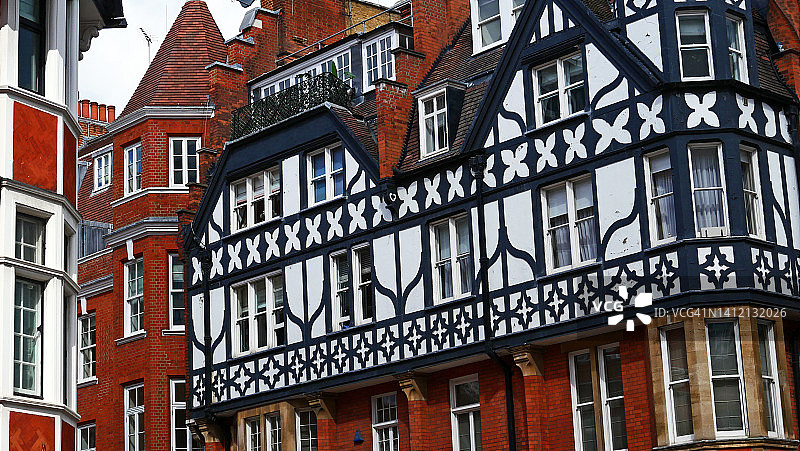 都铎风格的建筑细节在伦敦，英国，英国图片素材