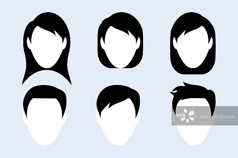 女人和男人发型设计矢量平孤立的插图图片素材