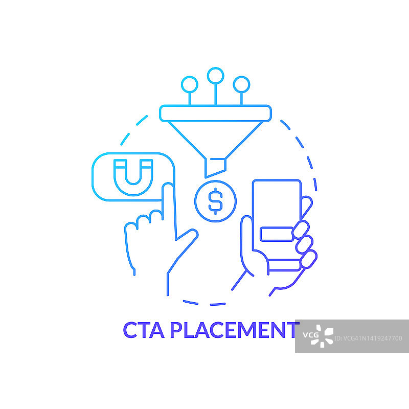 CTA放置蓝色梯度概念图标图片素材