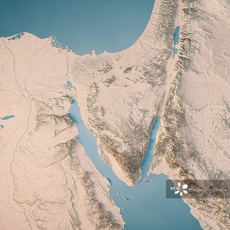 西奈半岛3D渲染地形图中立图片素材