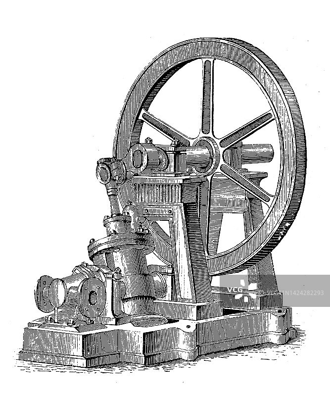 古董插图，应用力学:蒸汽动力振荡机，希克图片素材