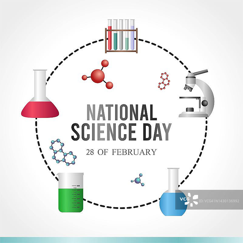 国家科学日矢量插图。适合制作贺卡，海报和横幅。图片素材