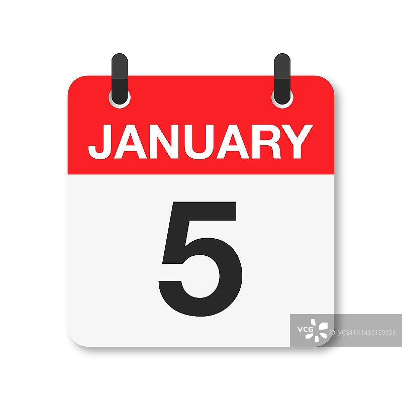 1月5日-每日日历图标-白色背景图片素材