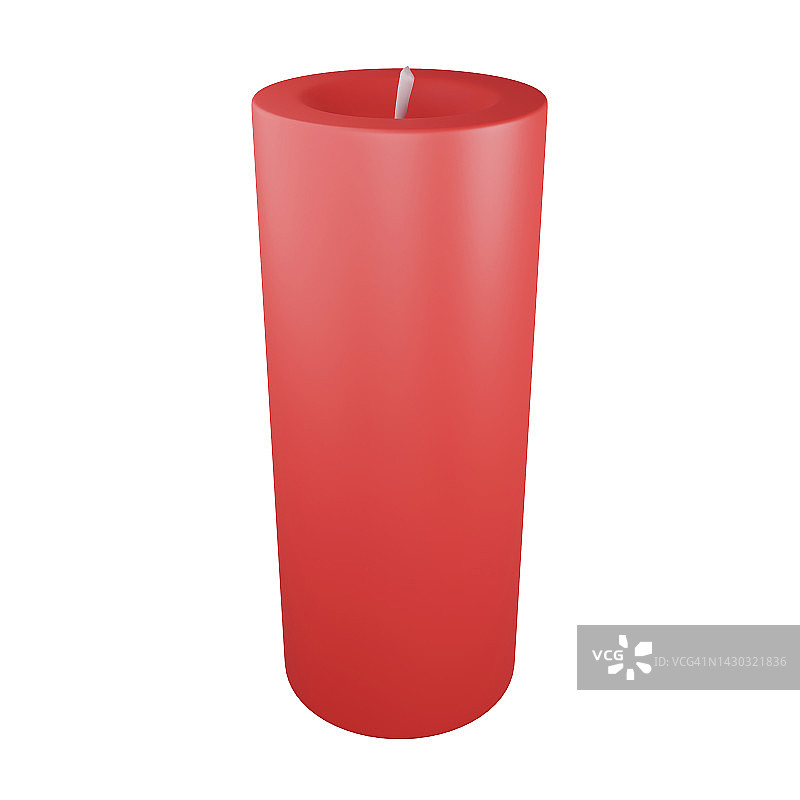 3D渲染红色蜡烛孤立在白色背景图片素材