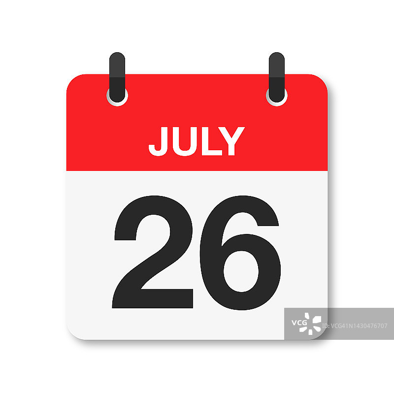 7月26日-每日日历图标-白色背景图片素材