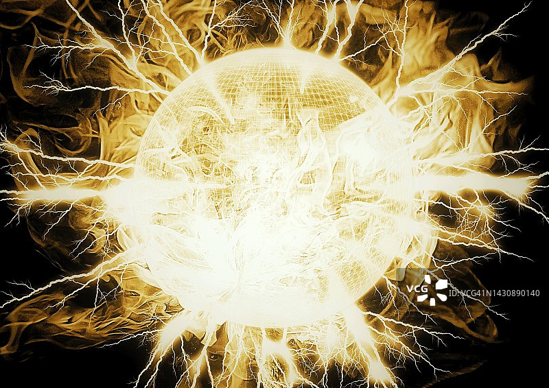 爆炸火球的3d插图图片素材