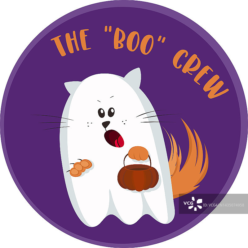 万圣节插画的幽灵滑稽的猫打扮成鬼图片素材