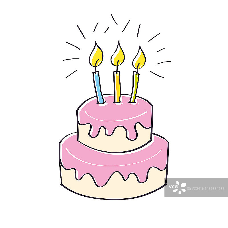 有三支蜡烛的生日蛋糕礼物图片素材
