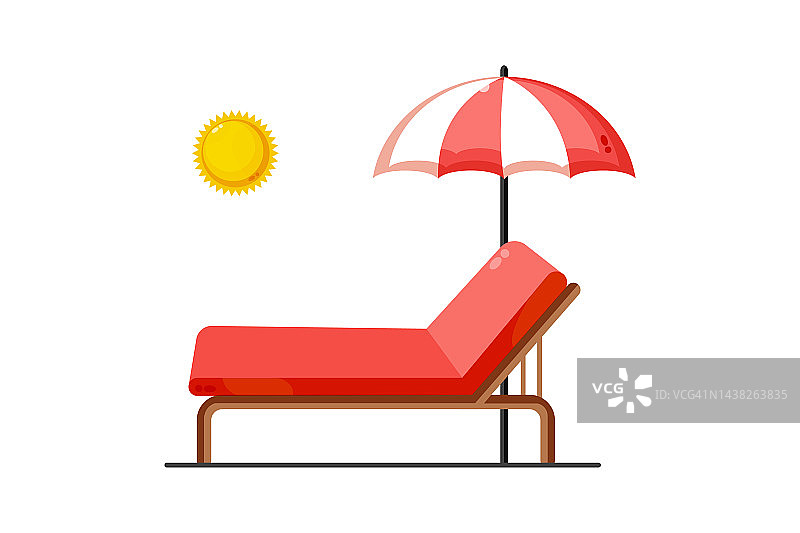太阳床和伞的插图图片素材