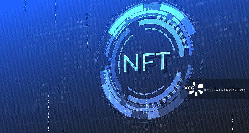NFT的概念，暗背景上具有网络向量的不可替代标记。矢量插图概念nft旗帜网站。非再生的令牌。矢量插图。图片素材