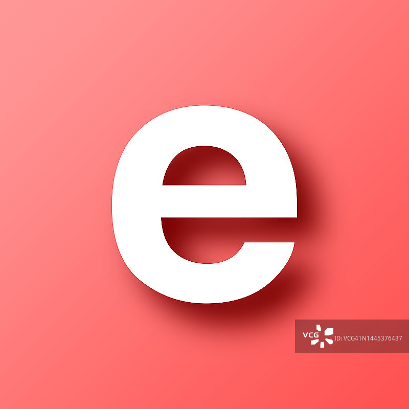 字母e.图标在红色背景与阴影图片素材