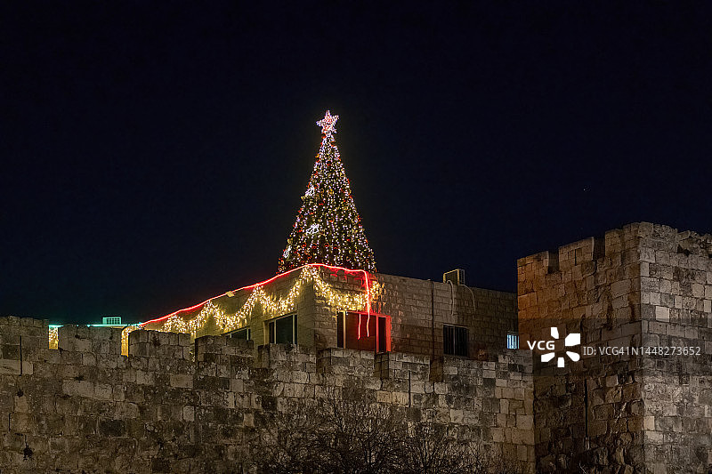 耶路撒冷老城的圣诞气氛图片素材