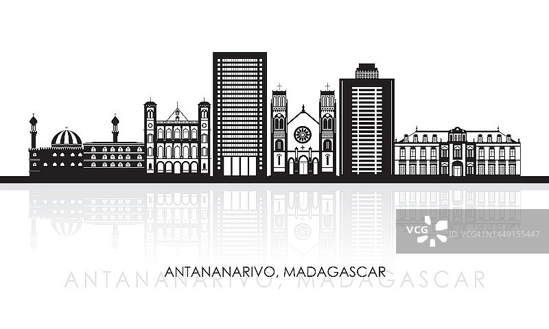 马达加斯加塔那那利佛市的轮廓天际线全景图片素材