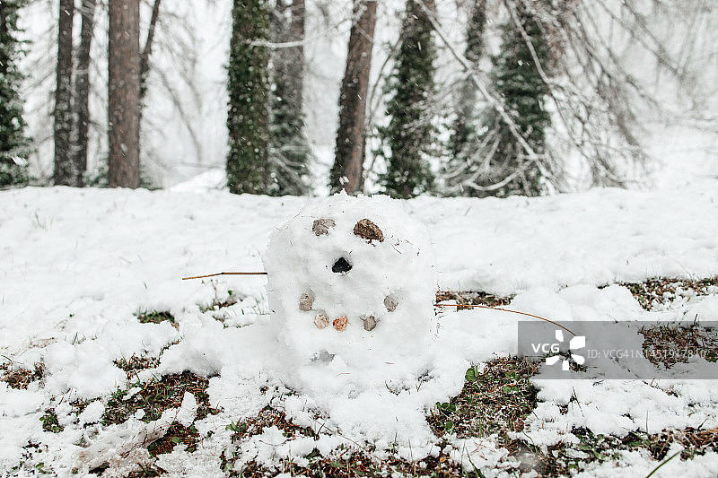 森林里有趣快乐的雪人图片素材