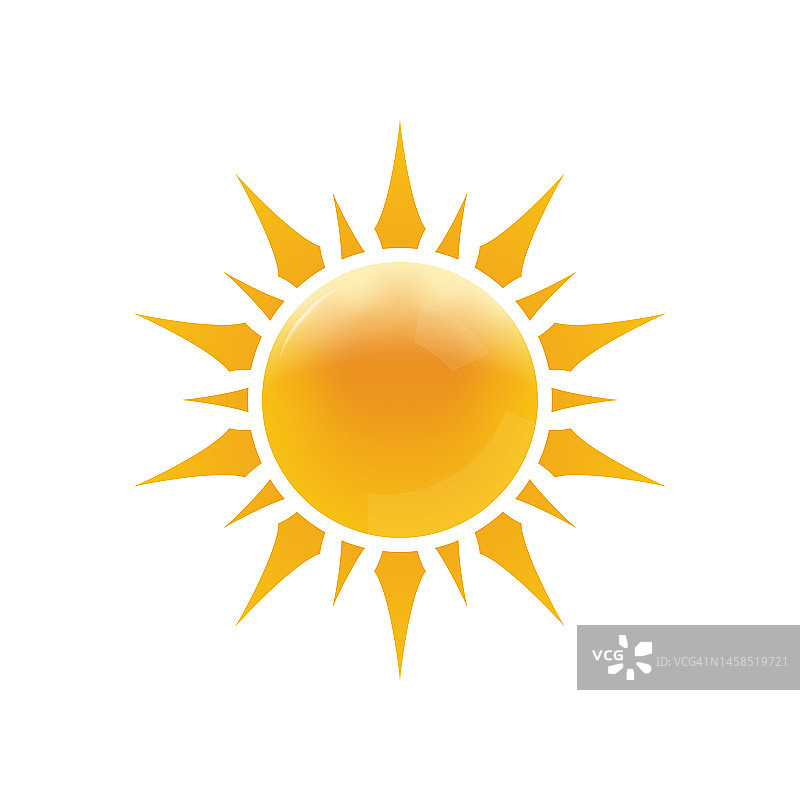 太阳图标。3d阳光标志。夏天，热或热的象征。矢量插图。图片素材