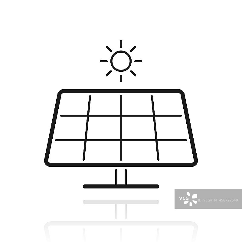 带有太阳的太阳能电池板。白色背景上反射的图标图片素材