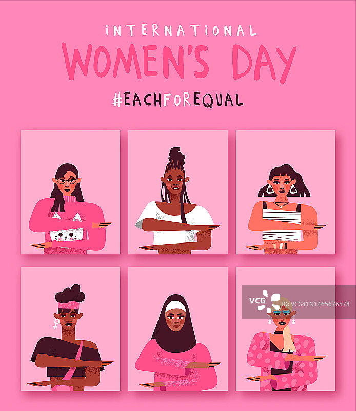 妇女节各为平等多样的女性卡套图片素材