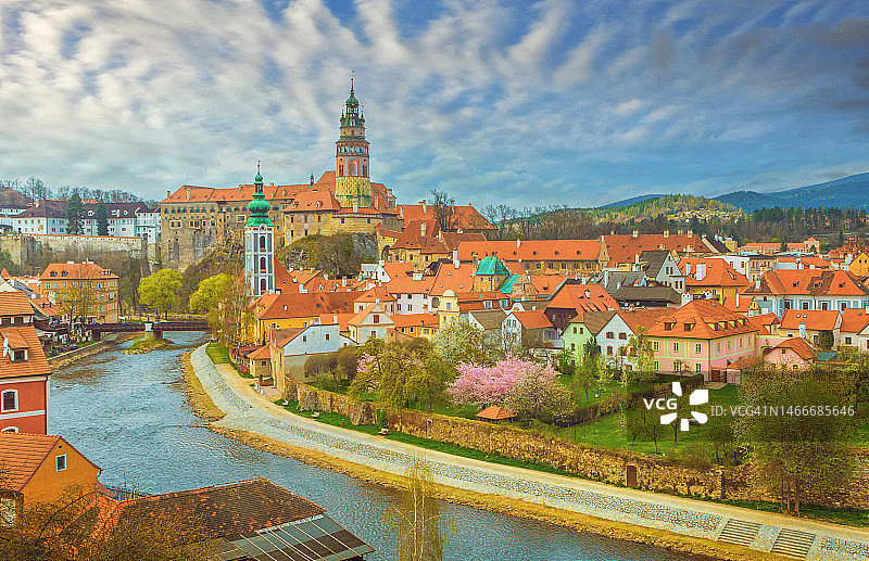 捷克共和国的Cesky Krumlov城市景观图片素材