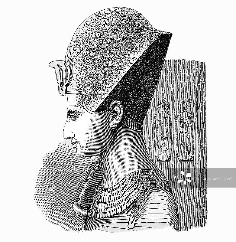 古雕刻插图拉美西斯二世，埃及第十九王朝的法老图片素材