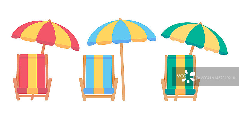 彩色沙滩椅，适合度假时在海边放松图片素材