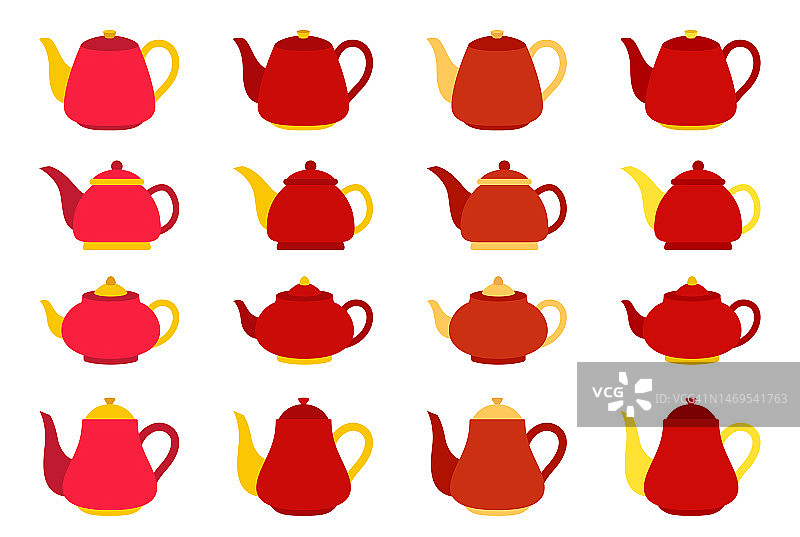 茶壶在平面风格孤立图片素材