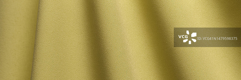 黄色织物布涤纶纹理和纺织背景，宽横幅。图片素材
