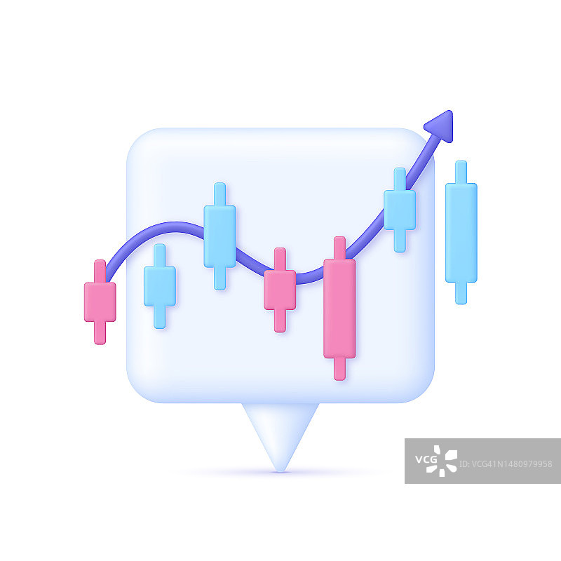 3D加密货币插图。语音气泡图标。市场分析和交易概念。交易策略。图片素材