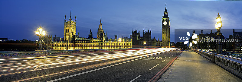 黄昏时分的国会大厦和威斯敏斯特大桥图片素材