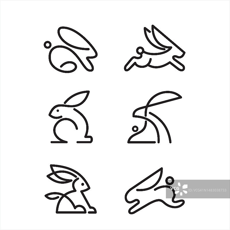 兔子图标一套6个图片素材
