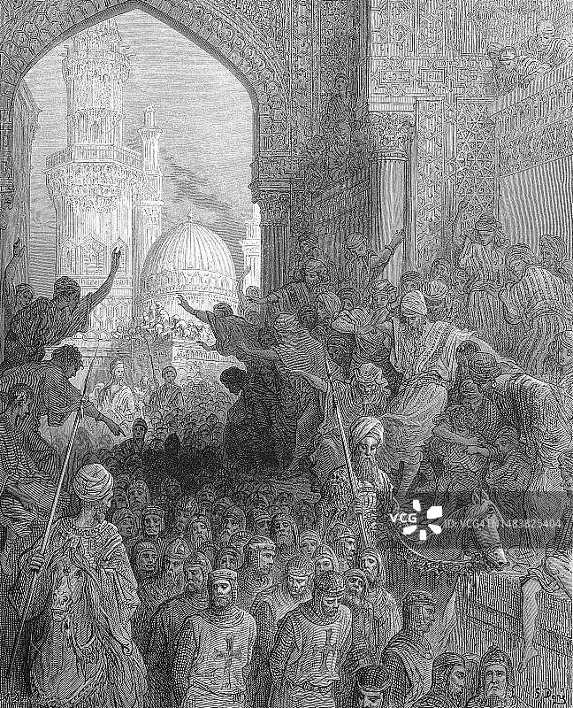 被捕的圣殿骑士在开罗，第四次十字军东征，埃及，历史的，原始的19世纪艺术品的数字复制图片素材