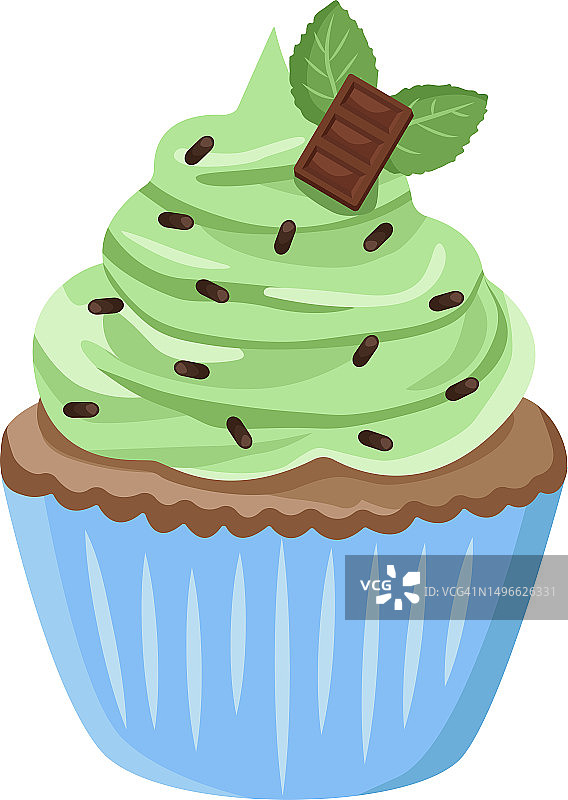 薄荷蛋糕，纸杯蛋糕，松饼，甜点，薄荷奶油和巧克力，薄荷和巧克力，糖果，糖果图片素材