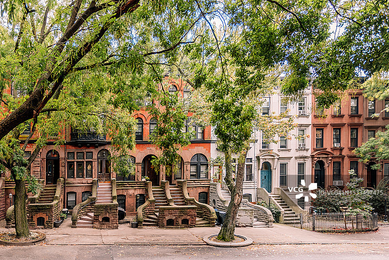 美国纽约市布鲁克林的褐石屋图片素材