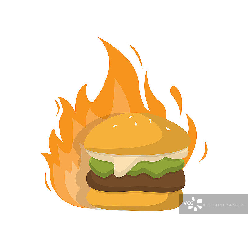 汉堡标志，快餐设计，面包和肉矢量插图符号模板图片素材