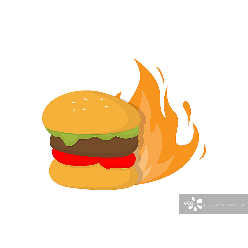 汉堡标志，快餐设计，面包和肉矢量插图符号模板图片素材