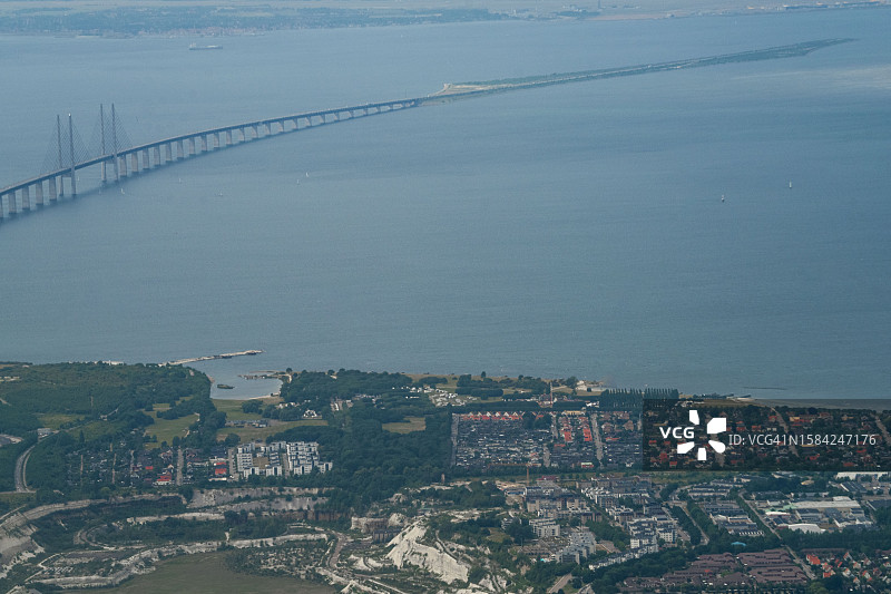 俯瞰Øresund桥，丹麦和瑞典之间图片素材