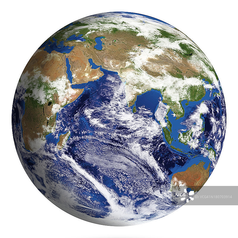 地球模型:亚洲视图孤立在白色上图片素材